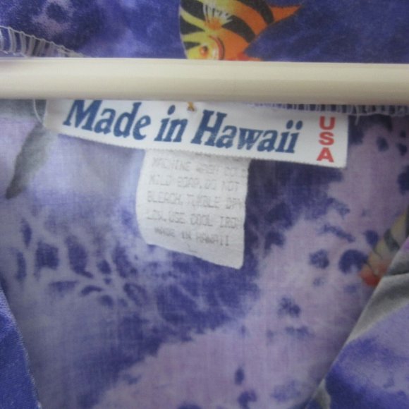 Made in Hawaii Medical Scrub Shirt L tropical fish whale purple cotton vintage - Picture 4 of 7